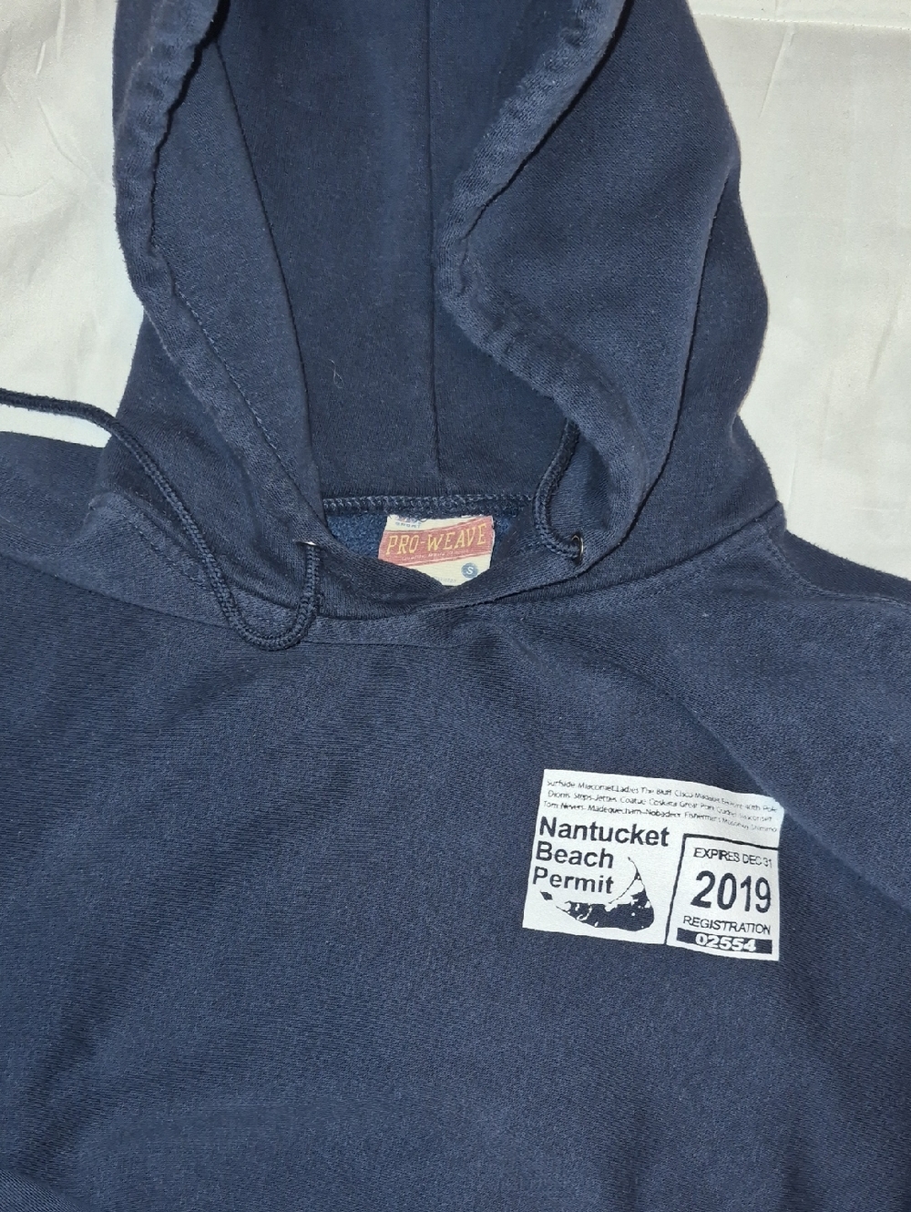 MV Sport Navy Pullover Hoodie with White Chest Print